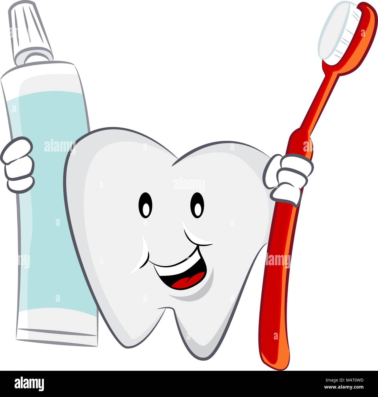 L'image d'une hygiène bucco-dentaire brosse à dents dentifrices Personnage isolé sur blanc. Illustration de Vecteur