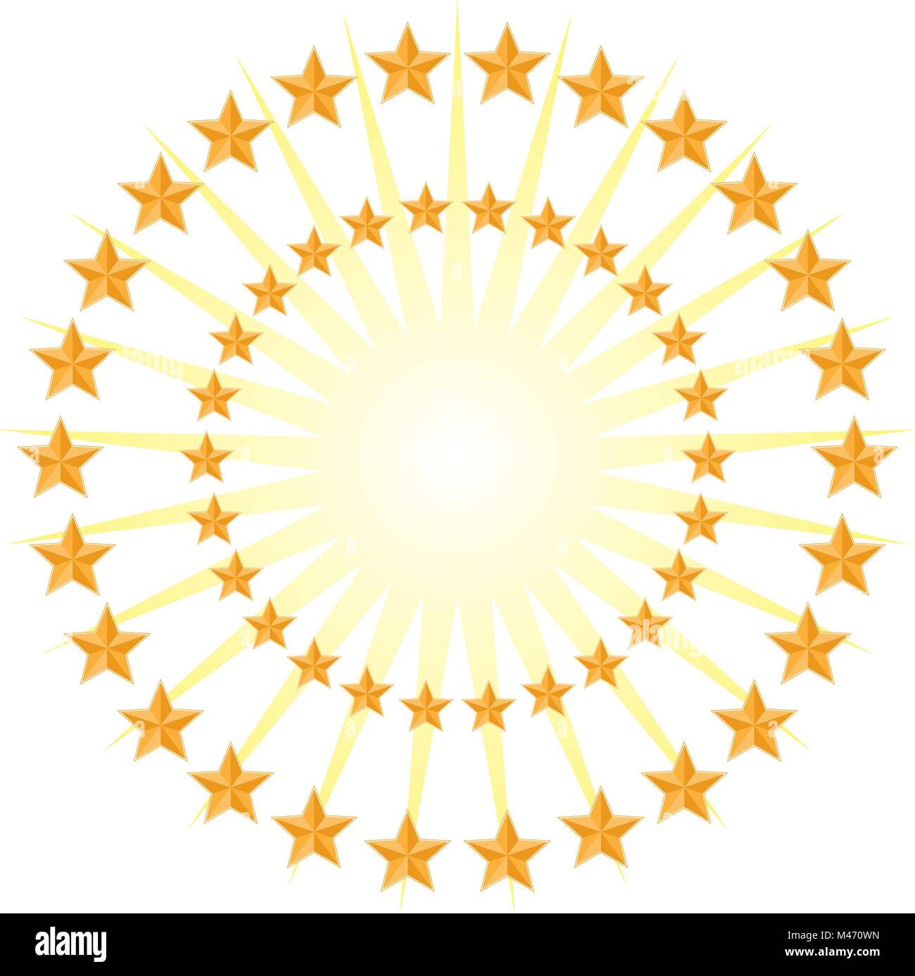 L'image d'une étoile d'Or Motif de cercles Rafale énergétique isolé sur fond blanc. Illustration de Vecteur