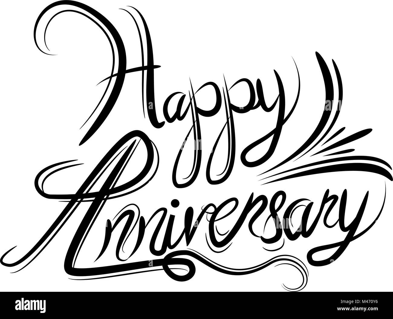 L Image D Un Heureux Anniversaire Ecriture Elegante Calligraphie Noir Blanc Isole Sur Fond Blanc Image Vectorielle Stock Alamy