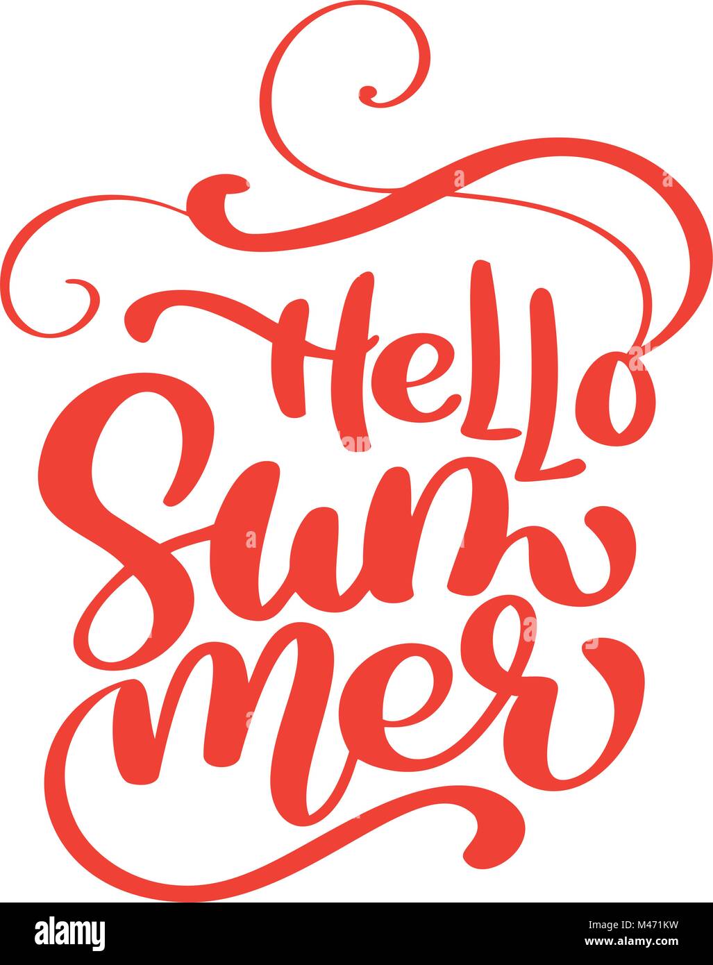 Hello Summer vector illustration manuscrite, l'arrière-plan. Fun citer hipster design logo ou l'étiquette. Part d'inspiration typographie lettrage, bannière de l'affiche Illustration de Vecteur