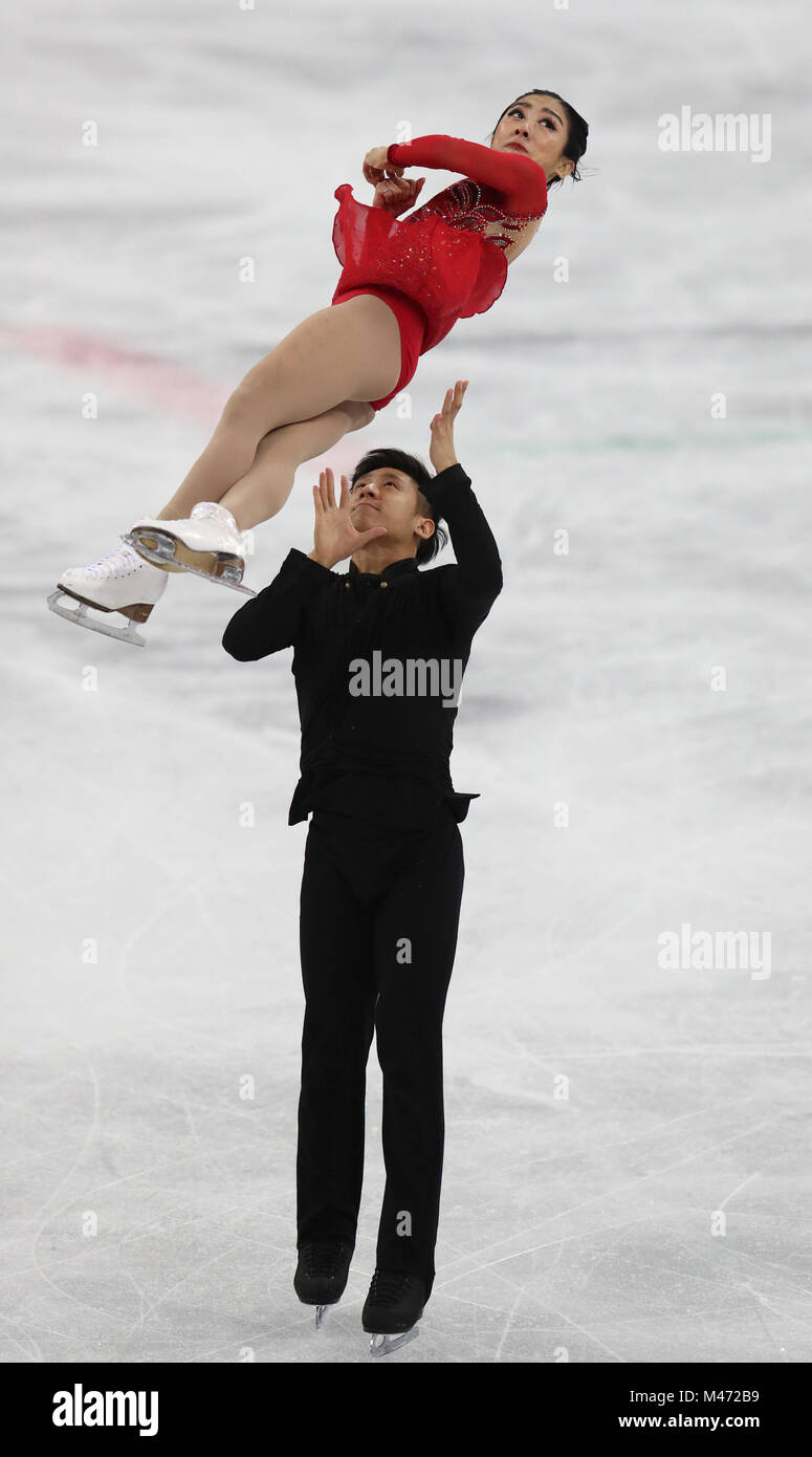 Le Cong et Han Sui Wenjing pendant les paires de patinage libre Figure Skating Final lors de la sixième journée des Jeux Olympiques d'hiver 2018 de PyeongChang en Corée du Sud. Banque D'Images