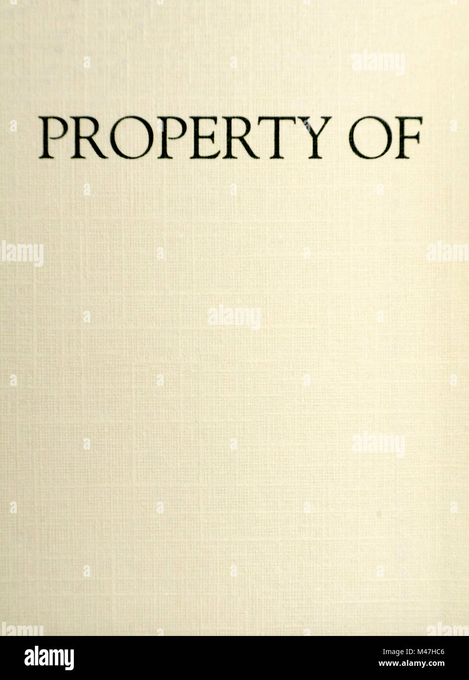 'Bien' de blanc sur une page blanche Banque D'Images