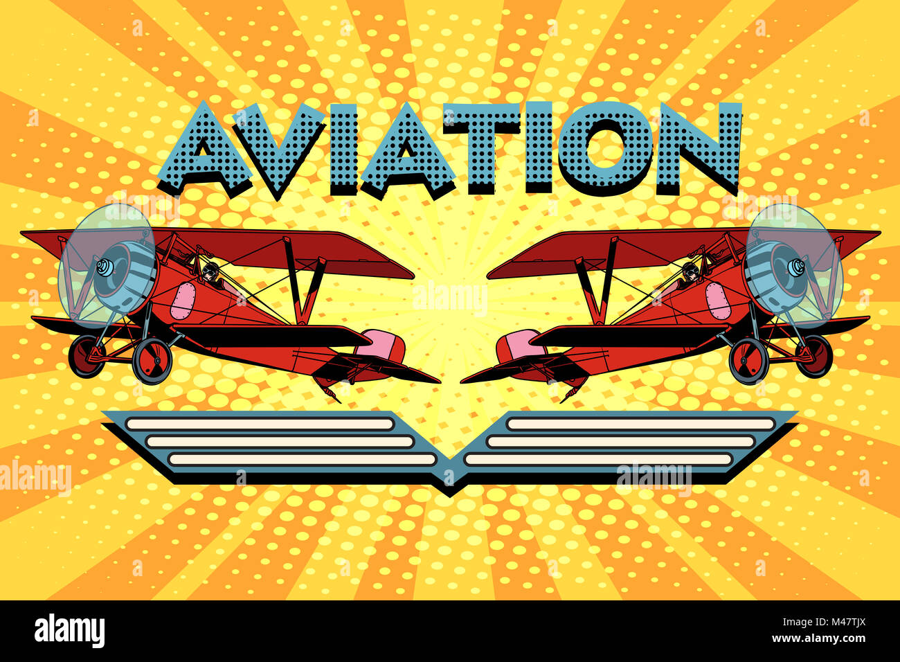 Deux rétro-aviation avion à ailes poster Banque D'Images