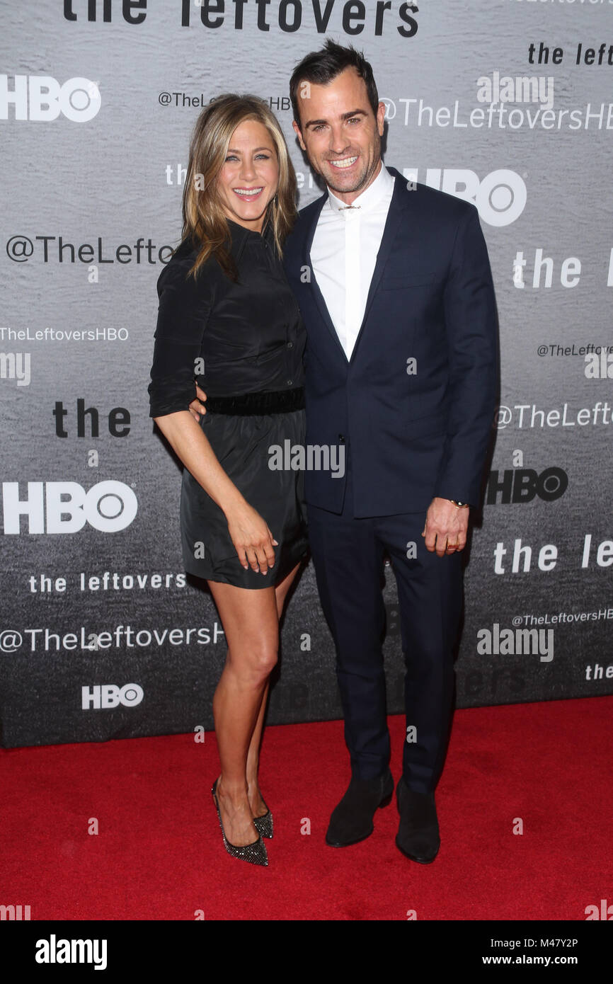 Justin Theroux et Jennifer Aniston assister à "reliquats" La premiere à NYU Skirball Center le 23 juin 2014 à New York. Banque D'Images