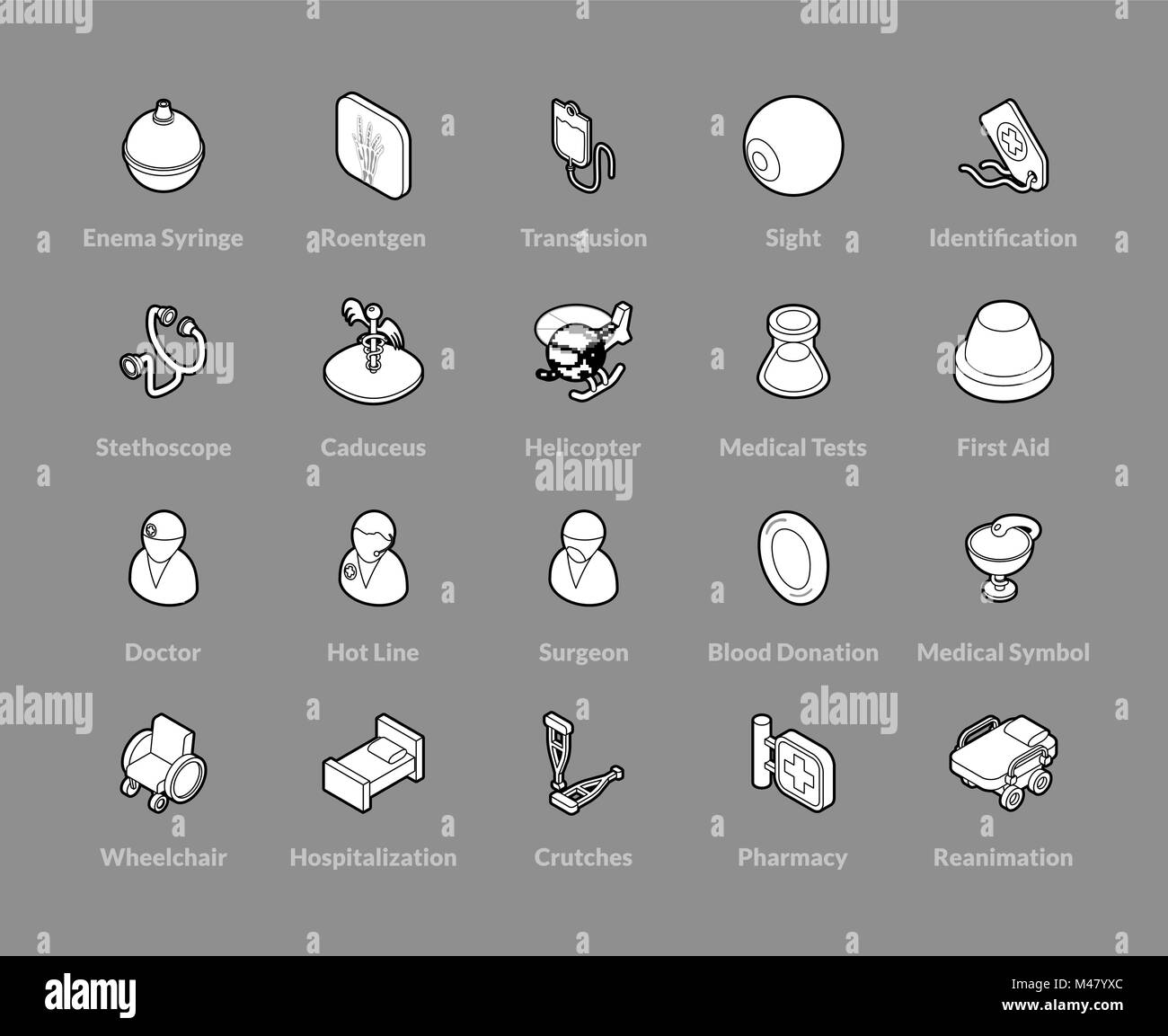 Grandes lignes isométriques icons set Illustration de Vecteur