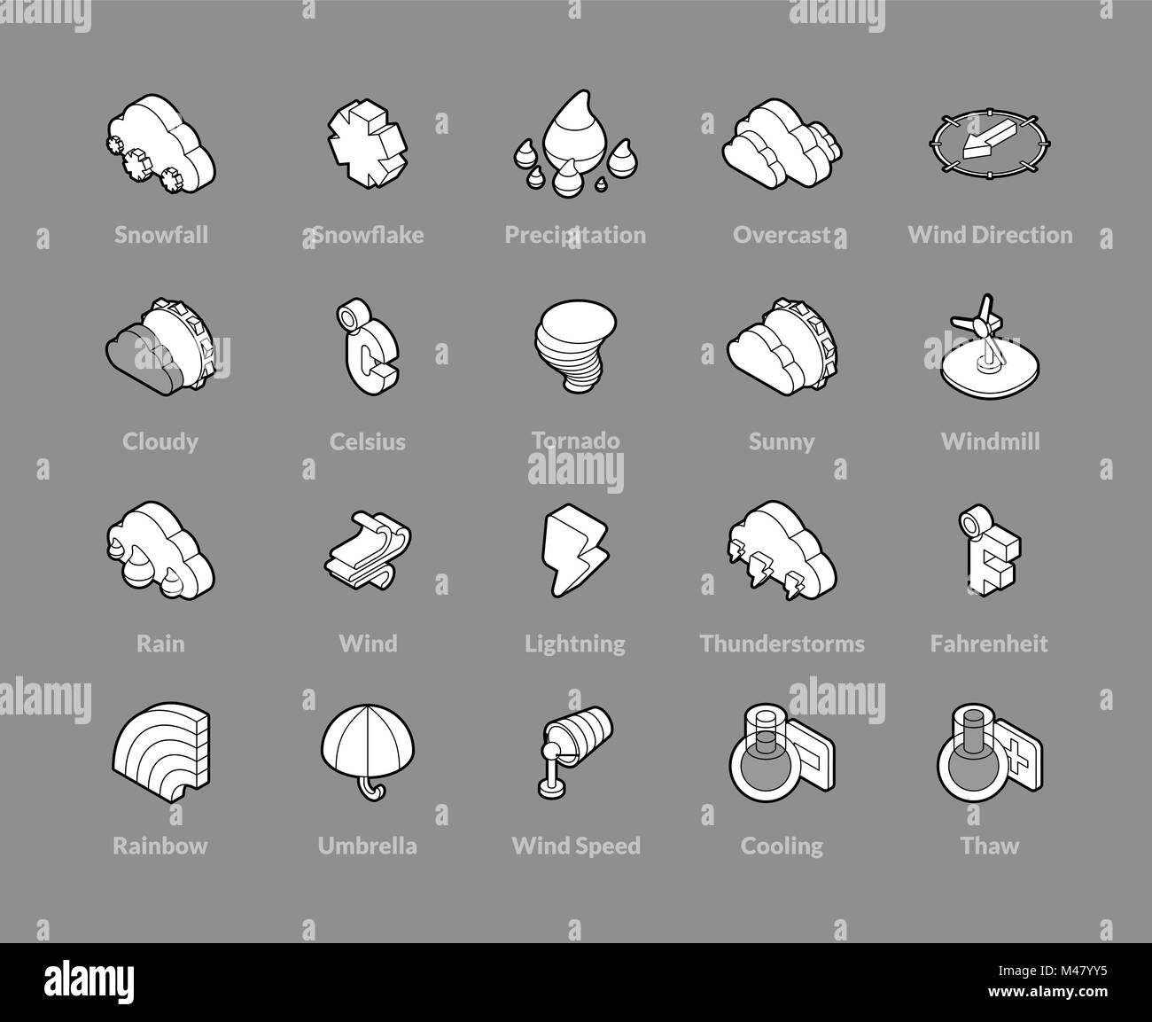 Grandes lignes isométriques icons set Illustration de Vecteur