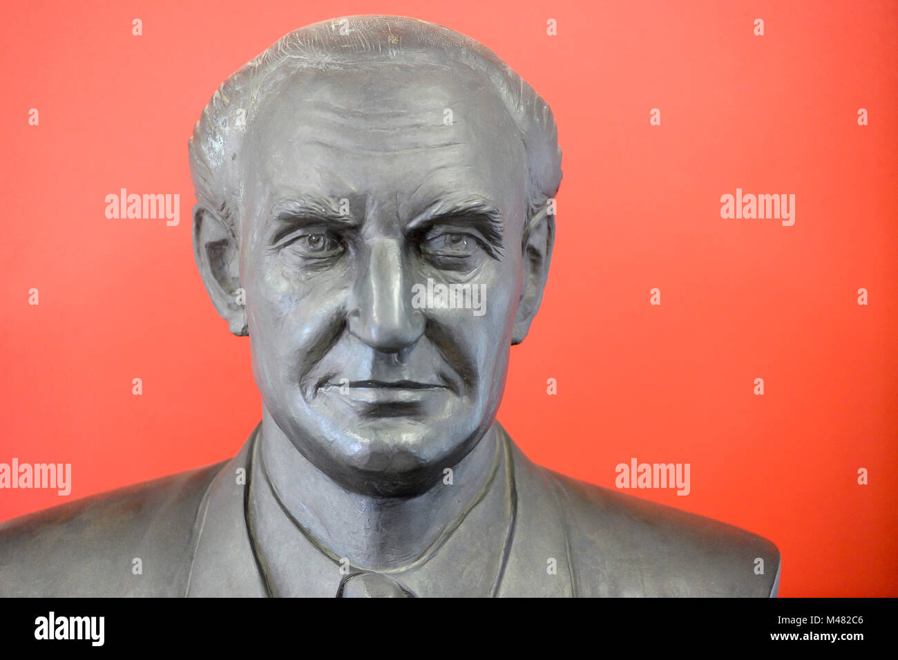 Exposition de portrait Heinrich Rau dans l'un des bâtiments de l'ancien point de contrôle de l'Grenzubergangsstelle Marienborn GUSt sur côté de l'Allemagne de l'Est pour Banque D'Images