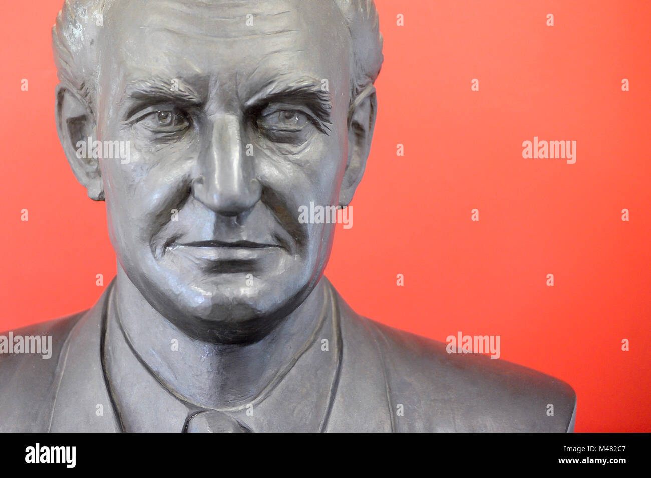 Exposition de portrait Heinrich Rau dans l'un des bâtiments de l'ancien point de contrôle de l'Grenzubergangsstelle Marienborn GUSt sur côté de l'Allemagne de l'Est pour Banque D'Images