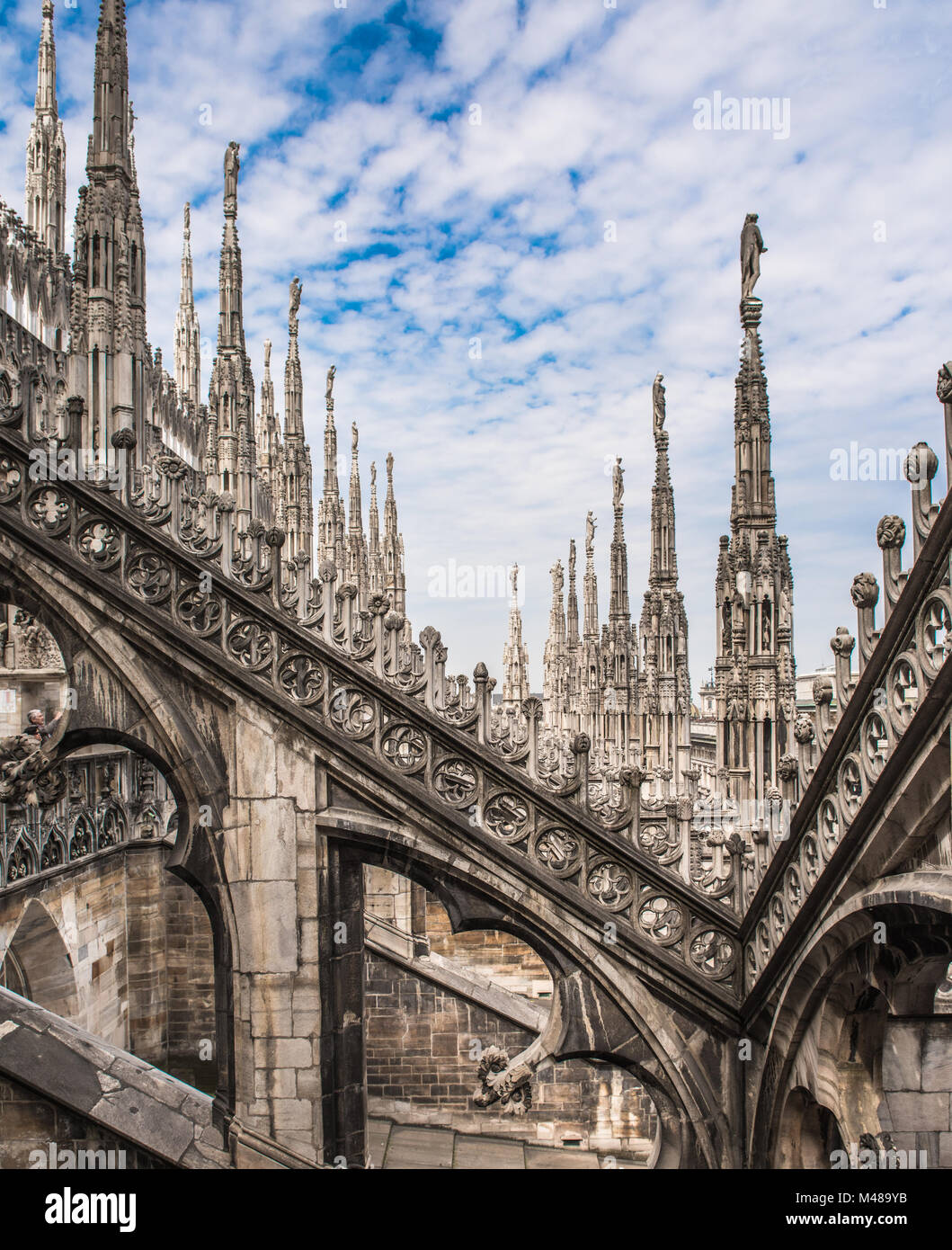 Terrasses de la cathédrale de Milan, Lombardie, Italie Banque D'Images