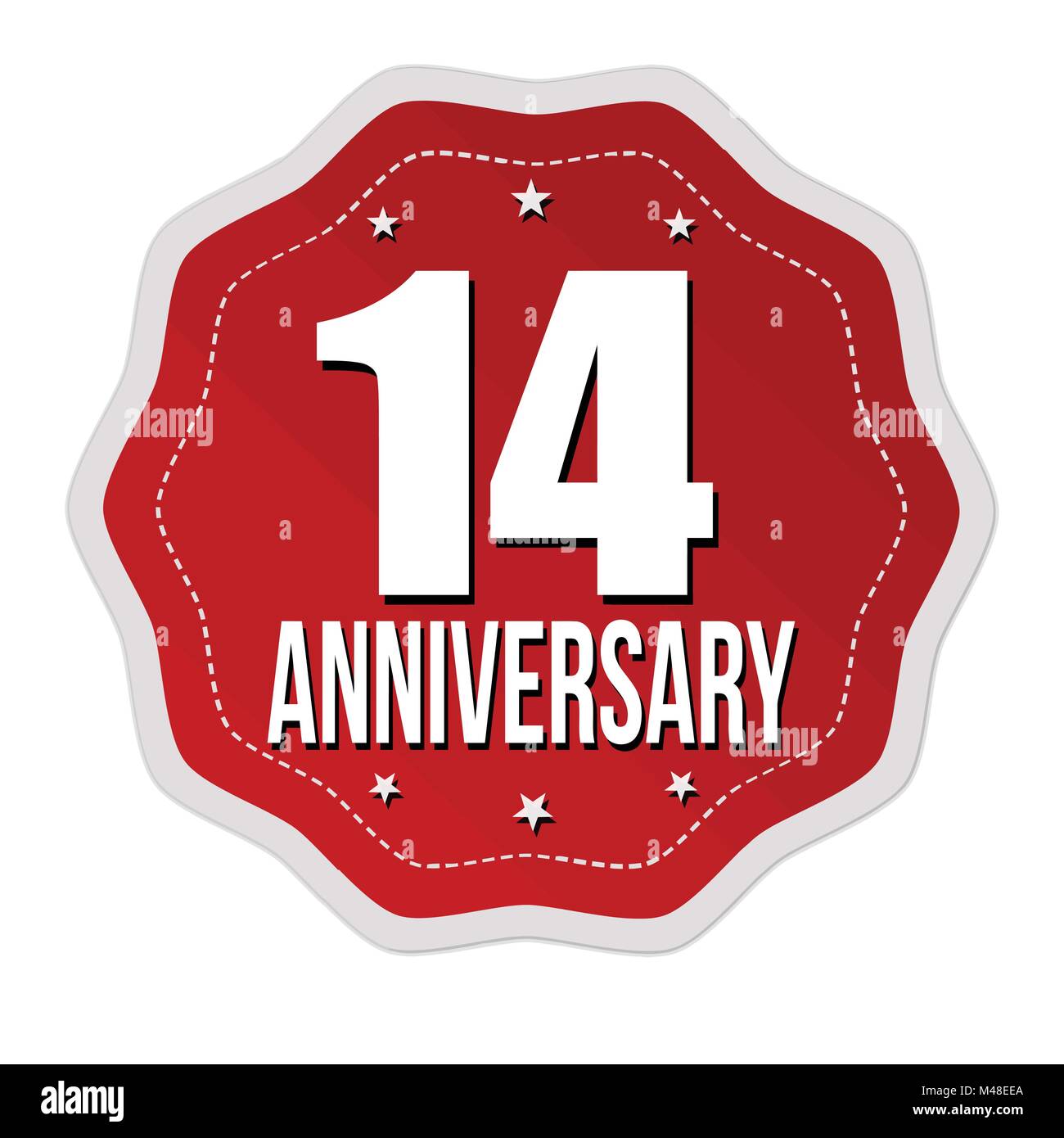 Joyeux Anniversaire 14 Ans Coupe Papier Amusant Numero Et Le Texte De L Etiquette Avec Colourful Abstract Art Dessines A La Main Ideal Pour L Affiche De L Evenement Special Le Gre Image Vectorielle Stock