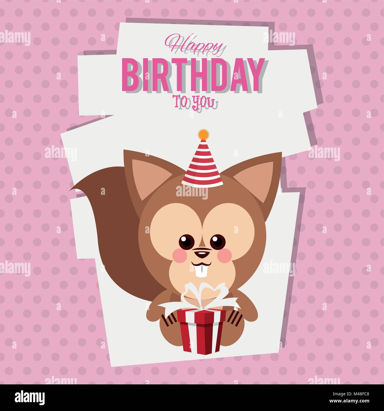 Joyeux Anniversaire A Vous Caricature D Ecureuil Image Vectorielle Stock Alamy