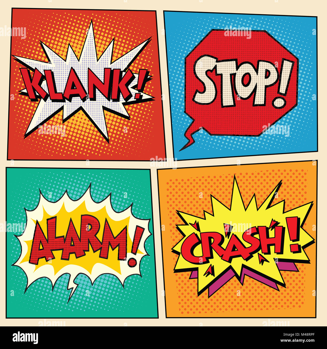 Définir la bande dessinée bulles pop art avec texte Banque D'Images