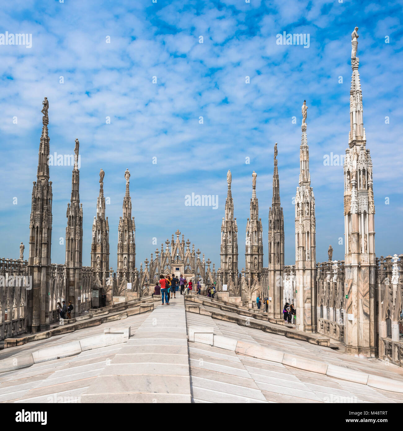 Terrasses de la cathédrale de Milan, Lombardie, Italie Banque D'Images
