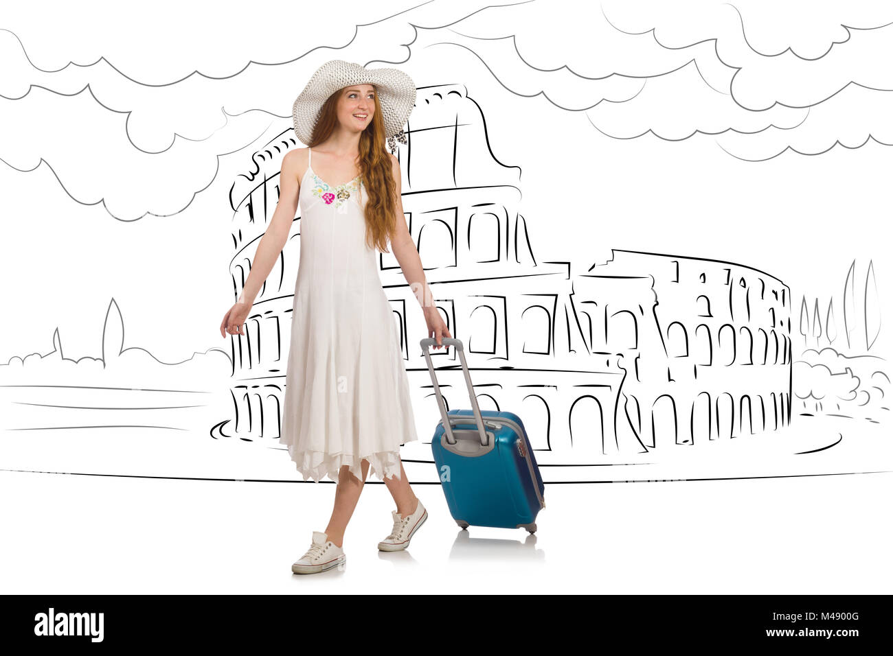 Jeune femme se rendant à Rome en Italie Banque D'Images