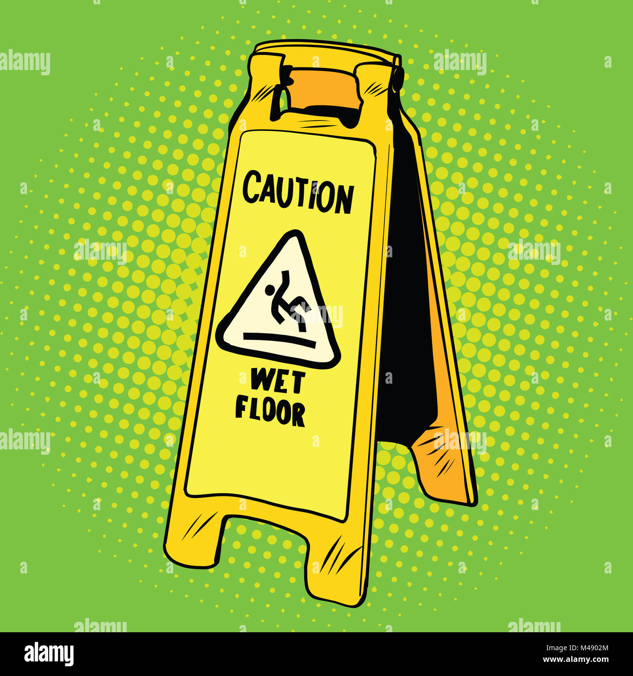 Cartello Di Avvertimento Pavimento Bagnato – Alta Visibilità Giallo – Testo In Inglese E Francese – Altezza 60 Cm, Plastica Resistente.
