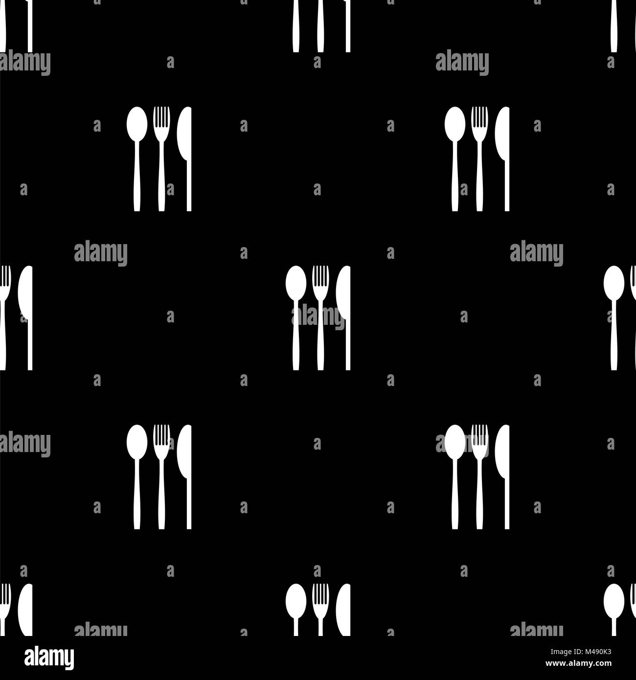 Cuillère Fourchette couteau motif transparent Silhouettes Banque D'Images