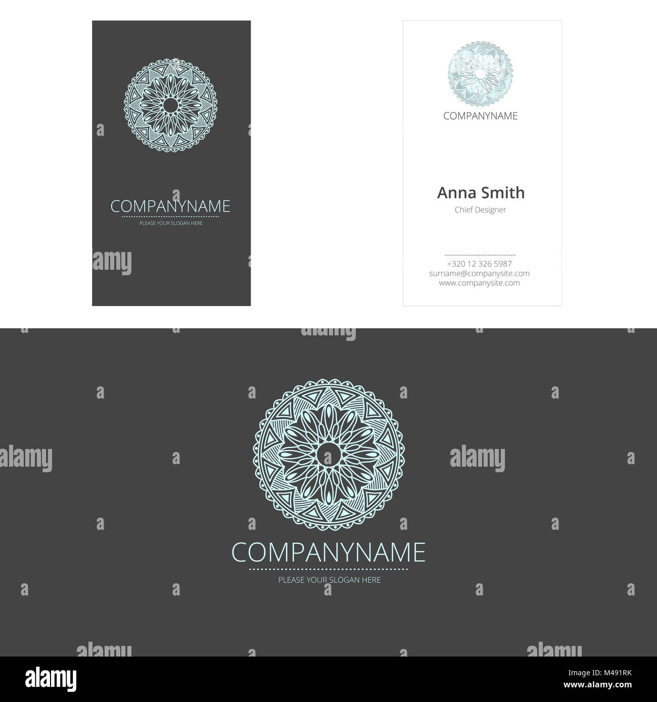 Conception de logo de société Mandala Yoga carte d'affaires de l'entreprise Banque D'Images