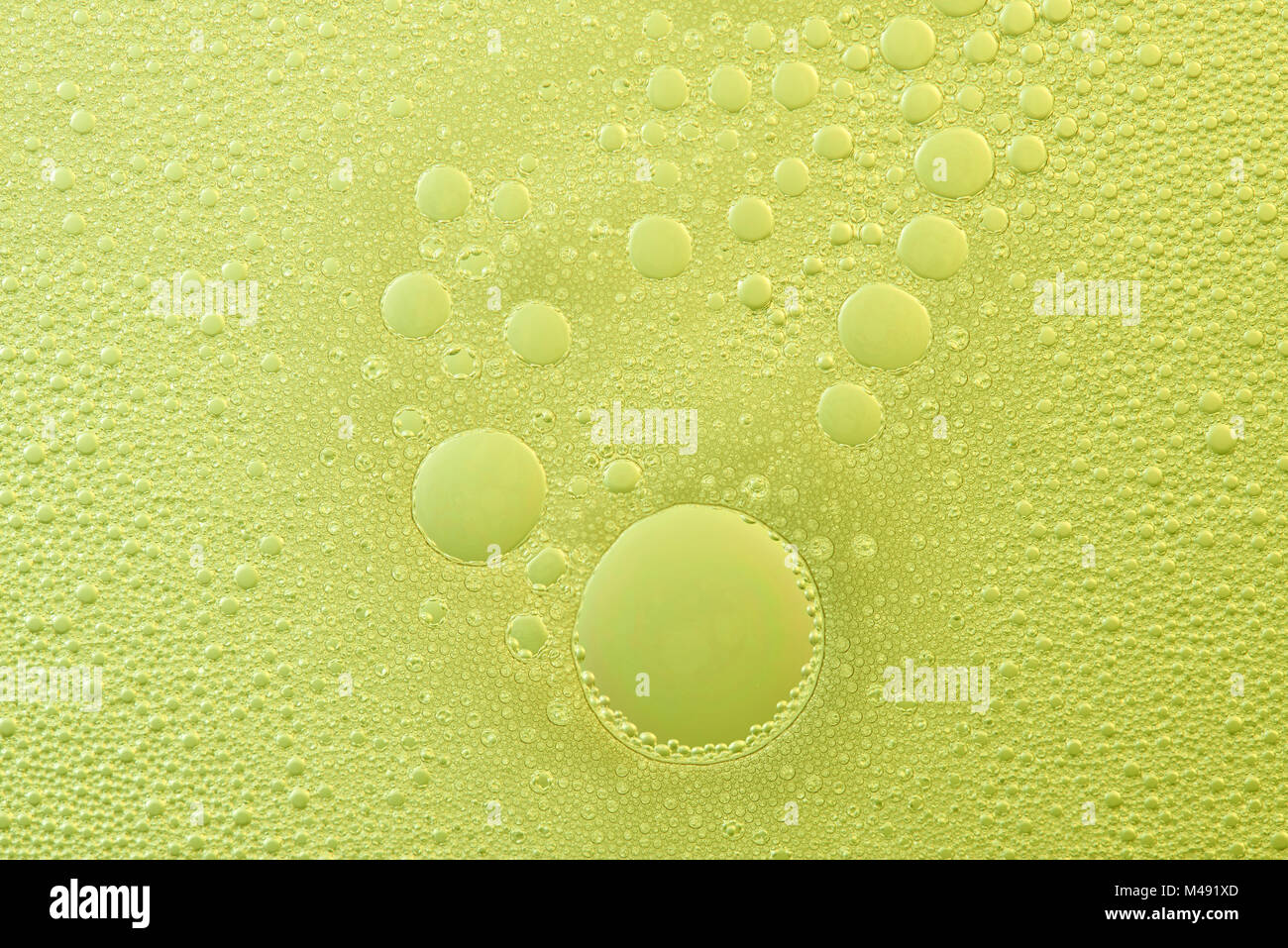 Bulles de mousse jaune sur fond abstrait. Texture mousse Banque D'Images