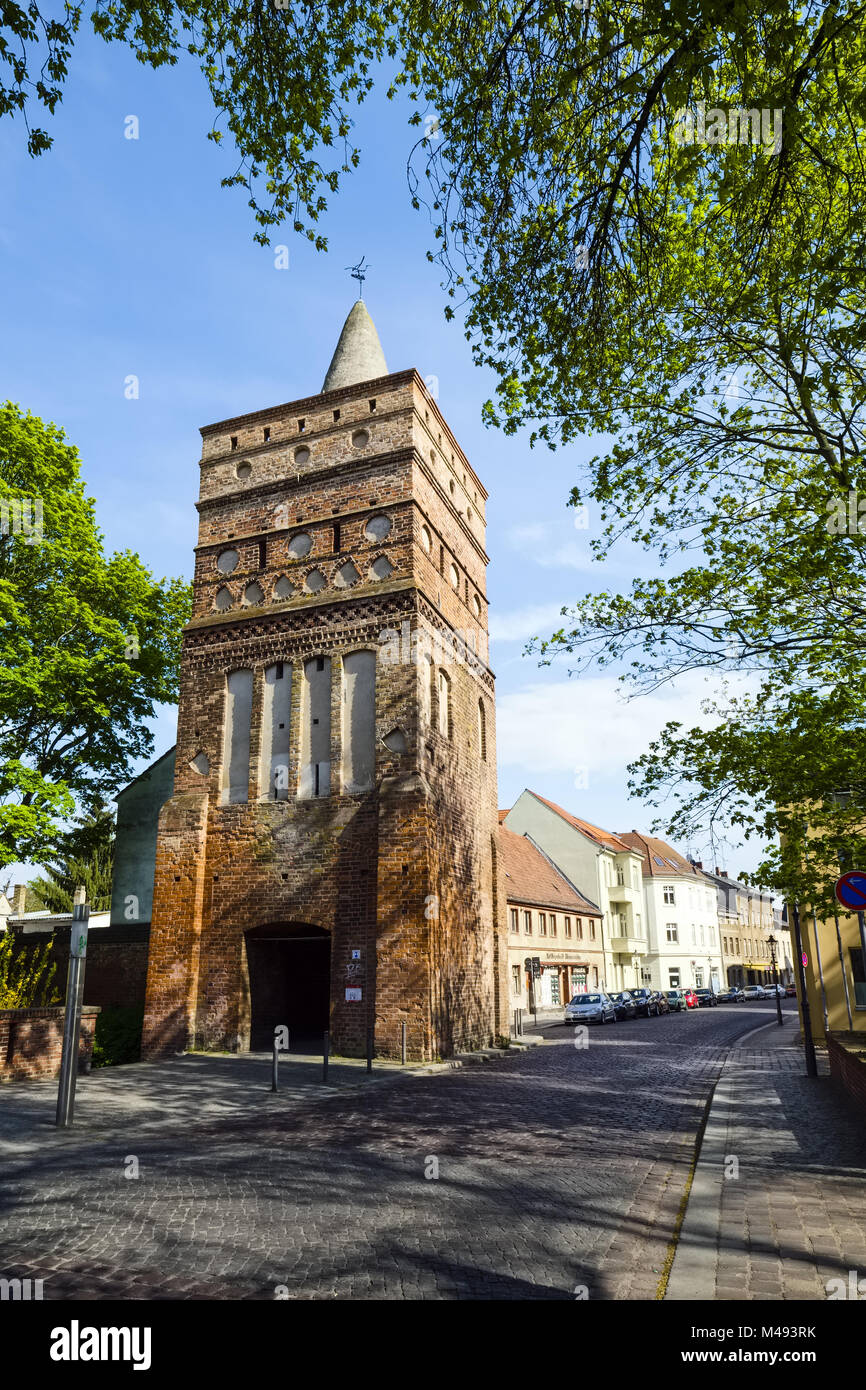 Rathenow Torturm Tower dans le Brandebourg Ville, Brandenburg, Allemagne Banque D'Images