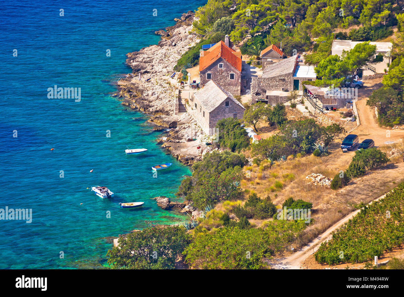 Village de pêcheurs idyllique sur l''île de Brac coast Banque D'Images