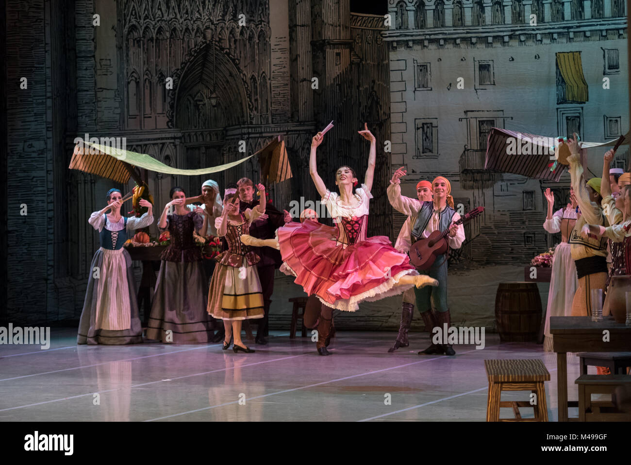 Saint Petersburg, Russie - le 13 décembre 2017. Le ballet 'Don Quichotte' mis en scène par Johan Cobburg basé sur le rendement de Marius Petipa effectuée par Banque D'Images