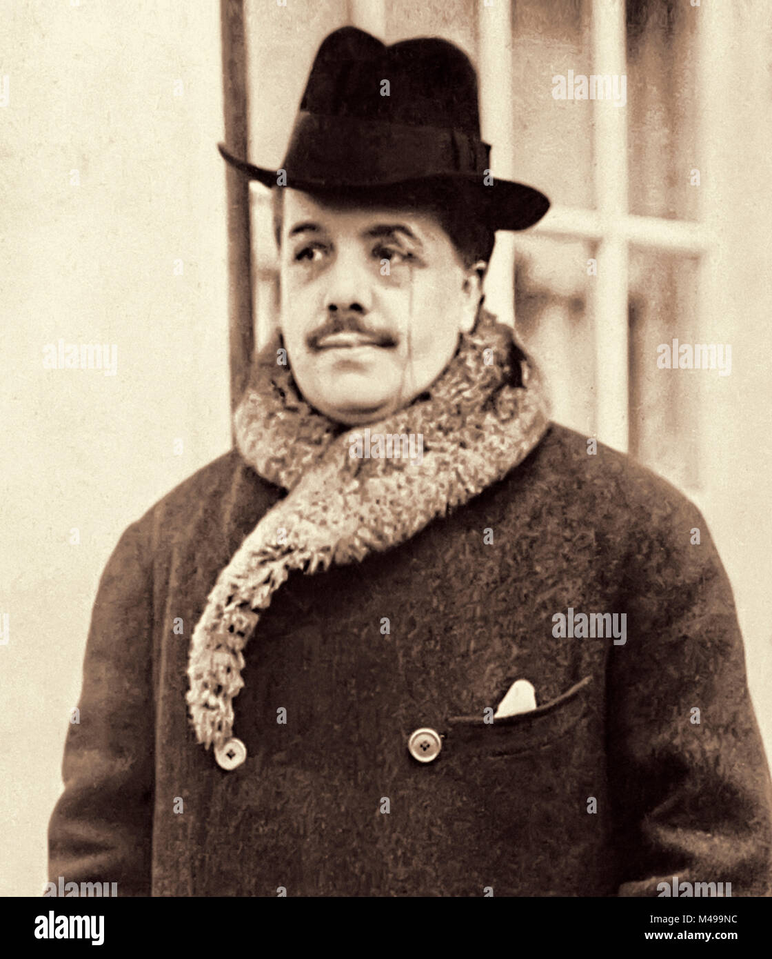 Sergueï Pavlovitch Diaghilev (1872-1929), ballet russe impresario et fondateur des Ballets Russes sur son arrivée à New York en 1916. Banque D'Images