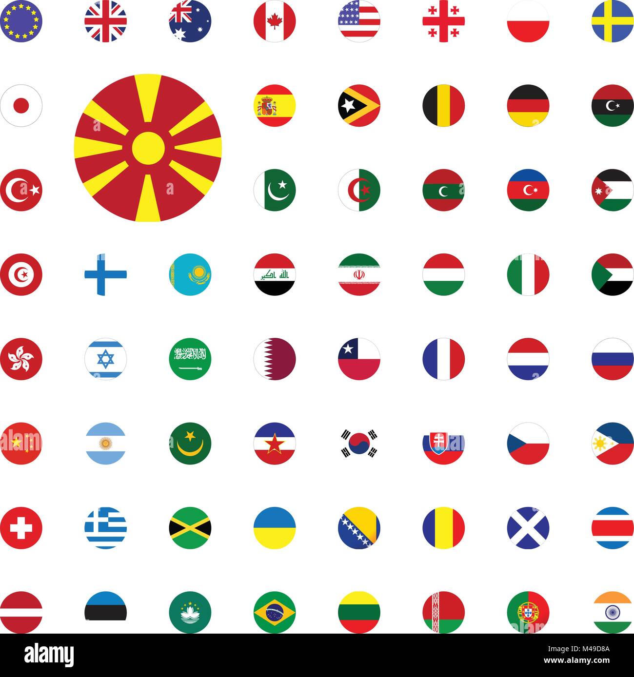 Macédoine l'icône du drapeau rond. Drapeaux du monde rond illustration ...