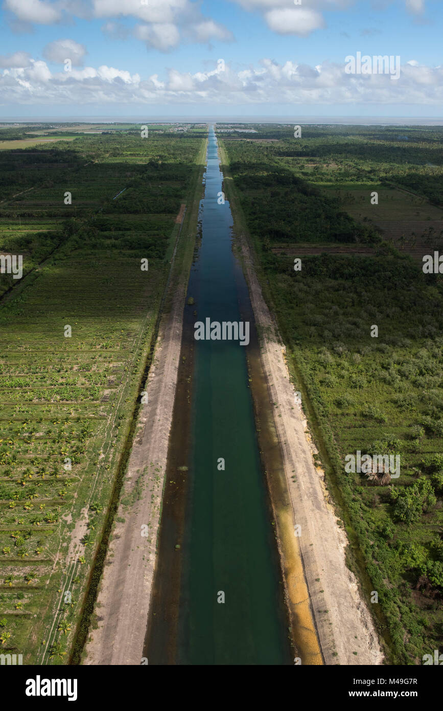 Espérons que canal, un canal d'irrigation dans l'Est de l'eau azur Conservancy (pour la canne à sucre et la production de riz) zone côtière de Guyana, en Amérique du Sud Banque D'Images Espérons que canal, un canal d'irrigation dans l'Est de l'eau azur Conservancy (pour la canne à sucre et la production de riz) zone côtière de Guyana, en Amérique du Sud Banque D'Images