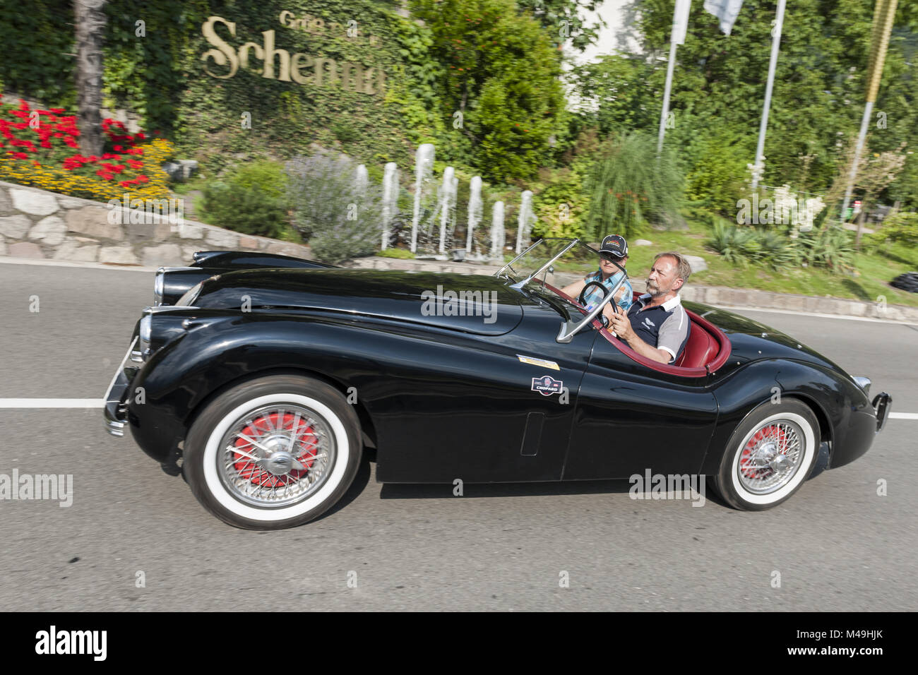 Le Tyrol du Sud Rallye 2016 Jaguar XK 120 OTS SE  side bleu Banque D'Images