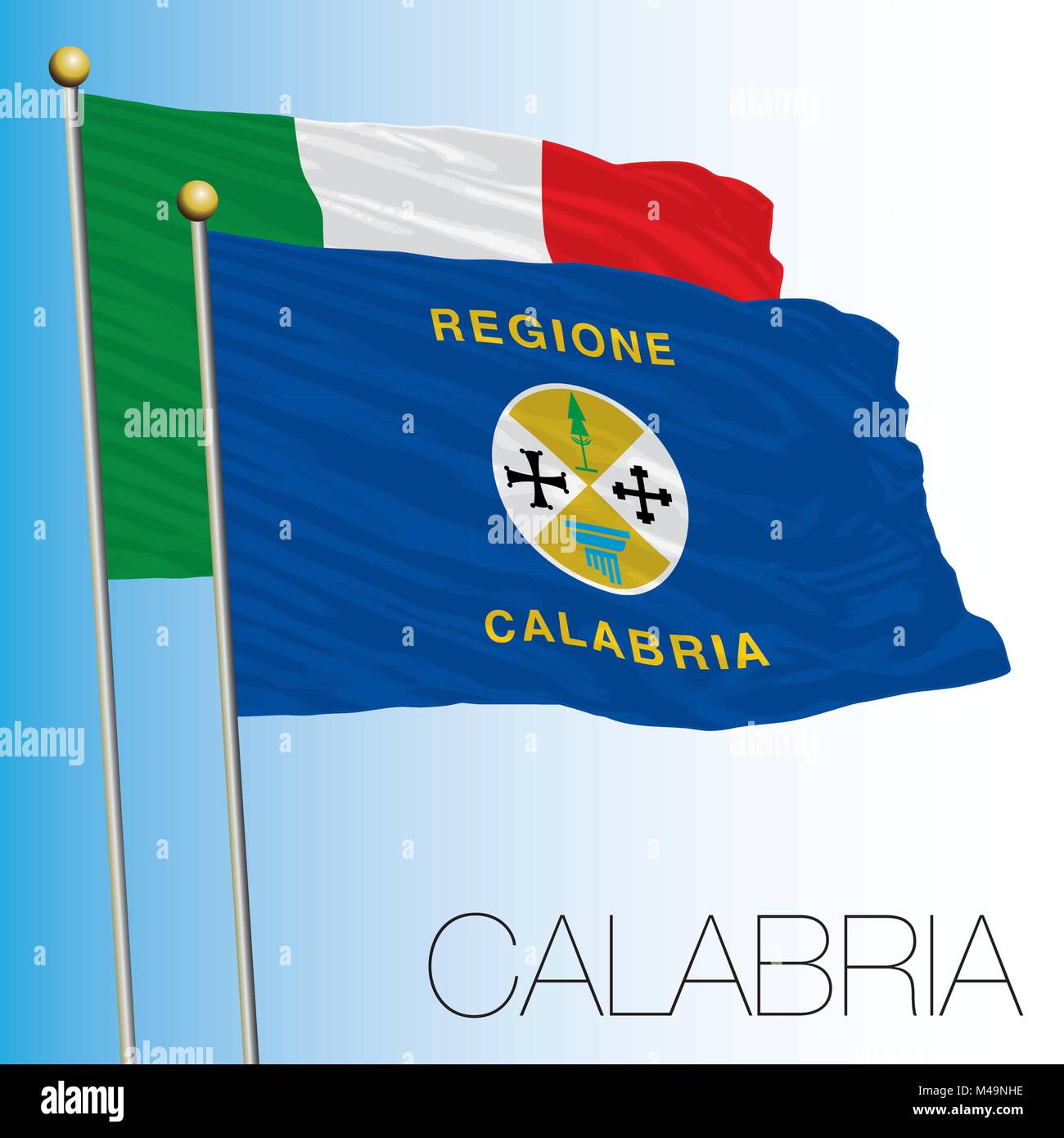 Calabria, drapeau régional, République Italienne, l'Italie, l'Union européenne Illustration de Vecteur