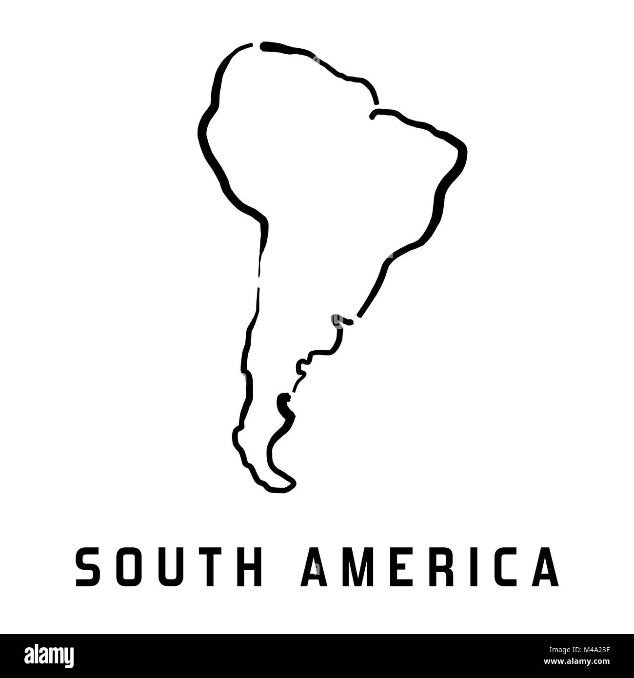 Amérique du Sud carte simple - aperçu simplifié de la forme lisse continent carte vecteur. Illustration de Vecteur