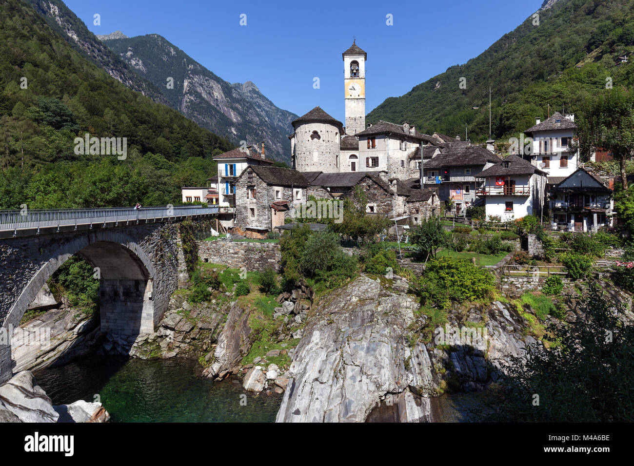 Lavertezzo à Verzasca,Verzascatal,Valle Verzasca, Canton du Tessin, Suisse Banque D'Images