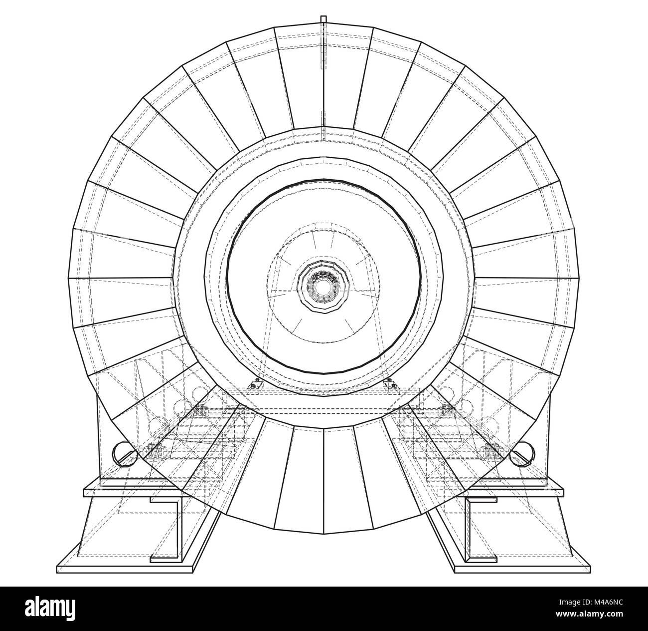 Illustration en fil de fer de l'unité du moteur de l'industrie de l'huile. Illustration de création 3d. Illustration de Vecteur