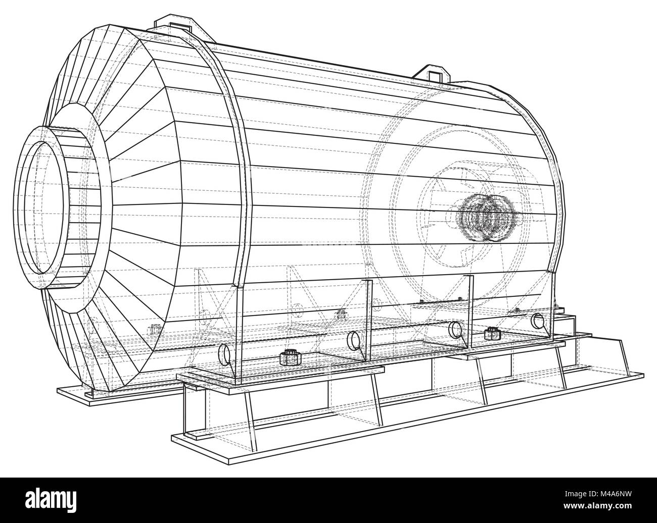 Moteur industriel. Wire-frame. Format EPS vectoriel10. Le rendu 3D de vecteur Illustration de Vecteur