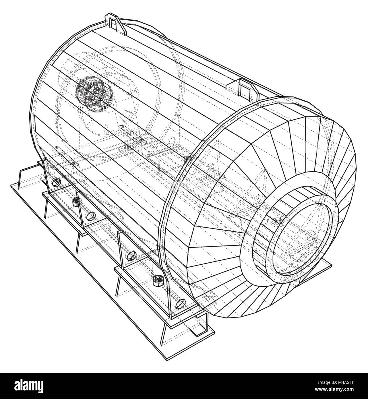L'équipement industriel en fil de fer et d'huile de la pompe à gaz. Illustration 3d de traçage. Format vectoriel EPS 10. Illustration de Vecteur