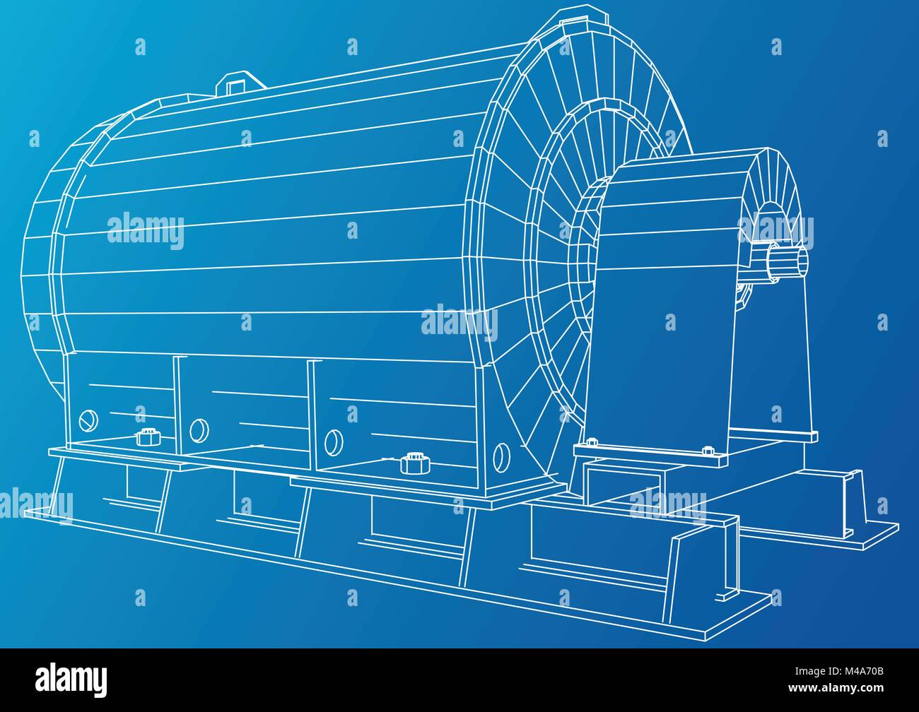 L'équipement industriel en fil de fer et d'huile de la pompe à gaz. Illustration 3d de traçage. Format vectoriel EPS 10. Illustration de Vecteur