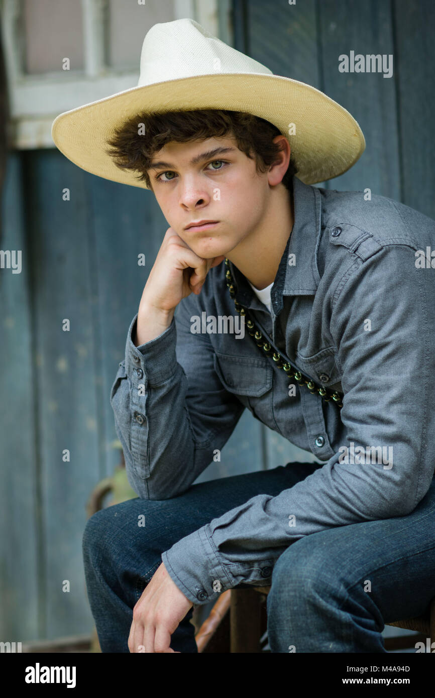 Modèle masculin Shoot, Cowboy Banque D'Images