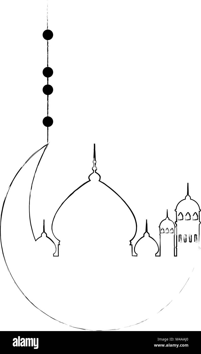 Lune et Taj Mahal silhouette Illustration de Vecteur
