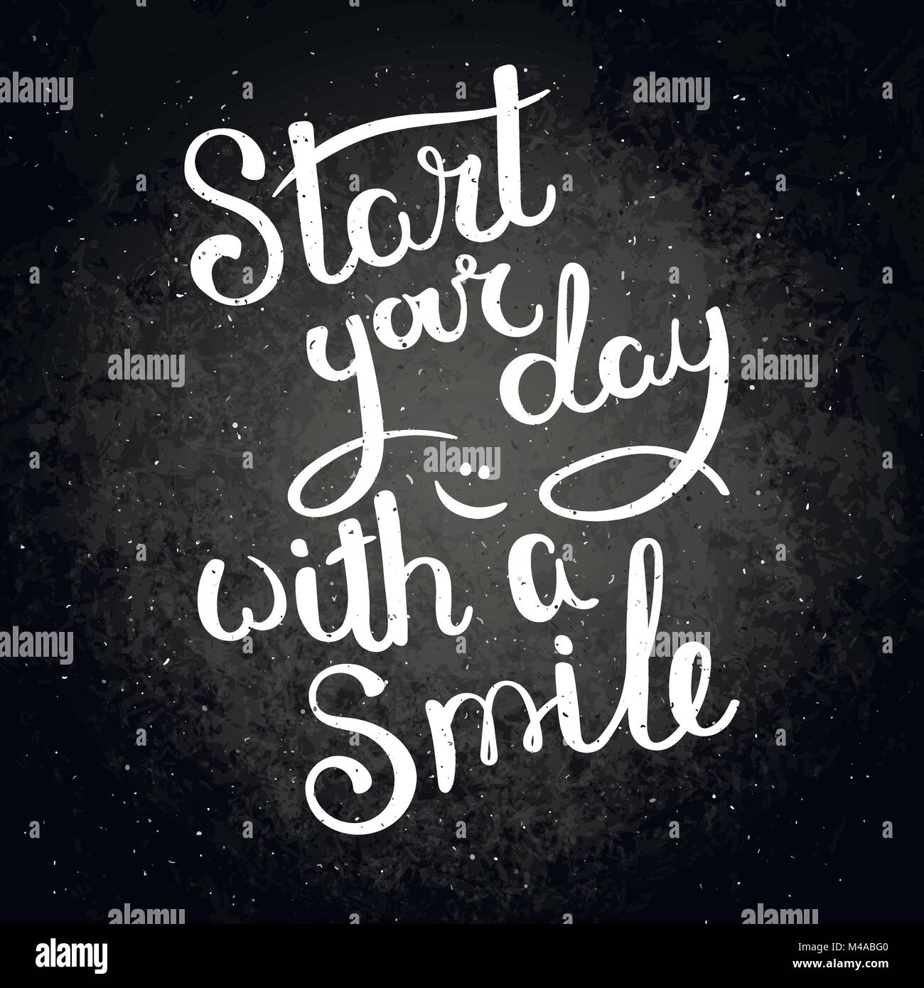 Commencez votre journée avec un sourire. Hand drawn vector phrase lettrage. Décor moderne calligraphie motivant pour mur, affiches, gravures, cartes, t-shirts et d'autres Illustration de Vecteur