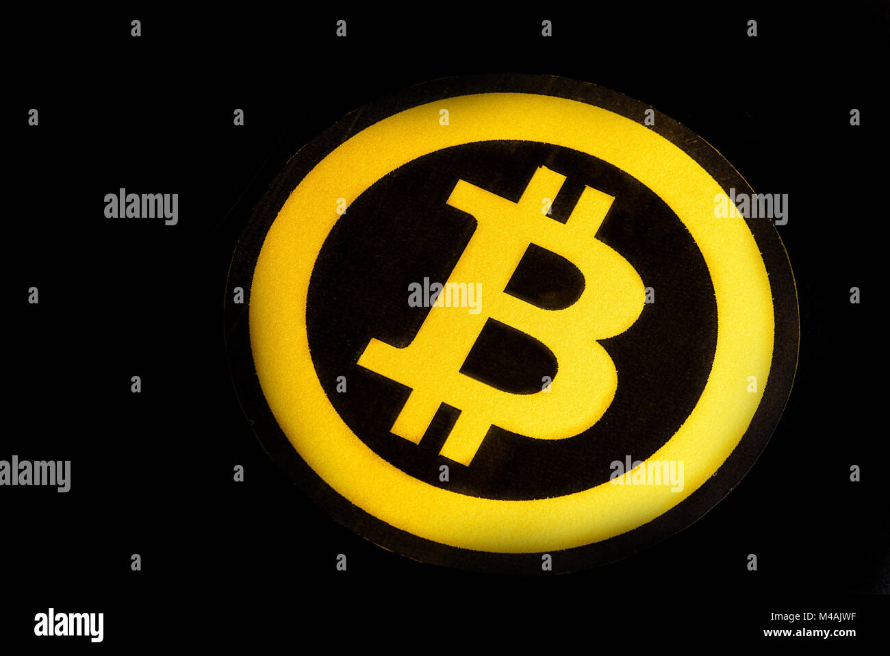 Quito, Équateur - 31 janvier 2018 : Vue de dessus de Bitcoin or logo unique. Cryptocurrency Bitcoin, concept d'entreprise Banque D'Images