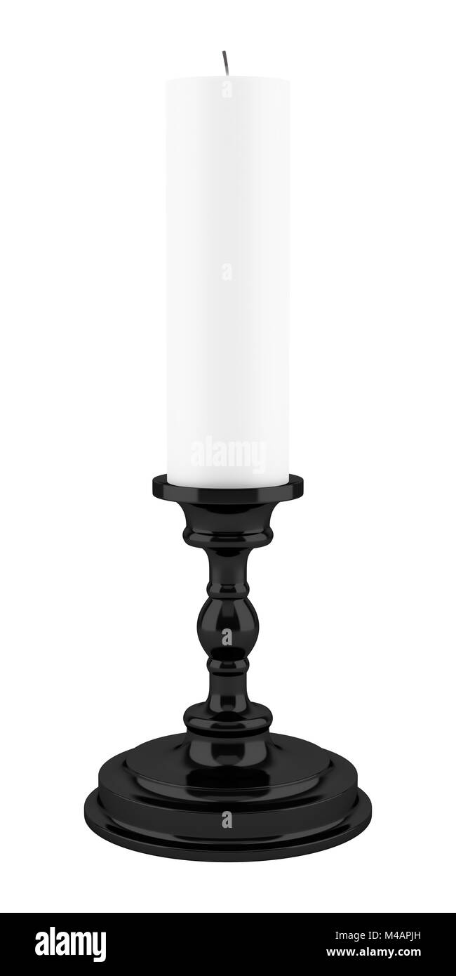 Chandelier noir avec une bougie isolé sur fond blanc Banque D'Images