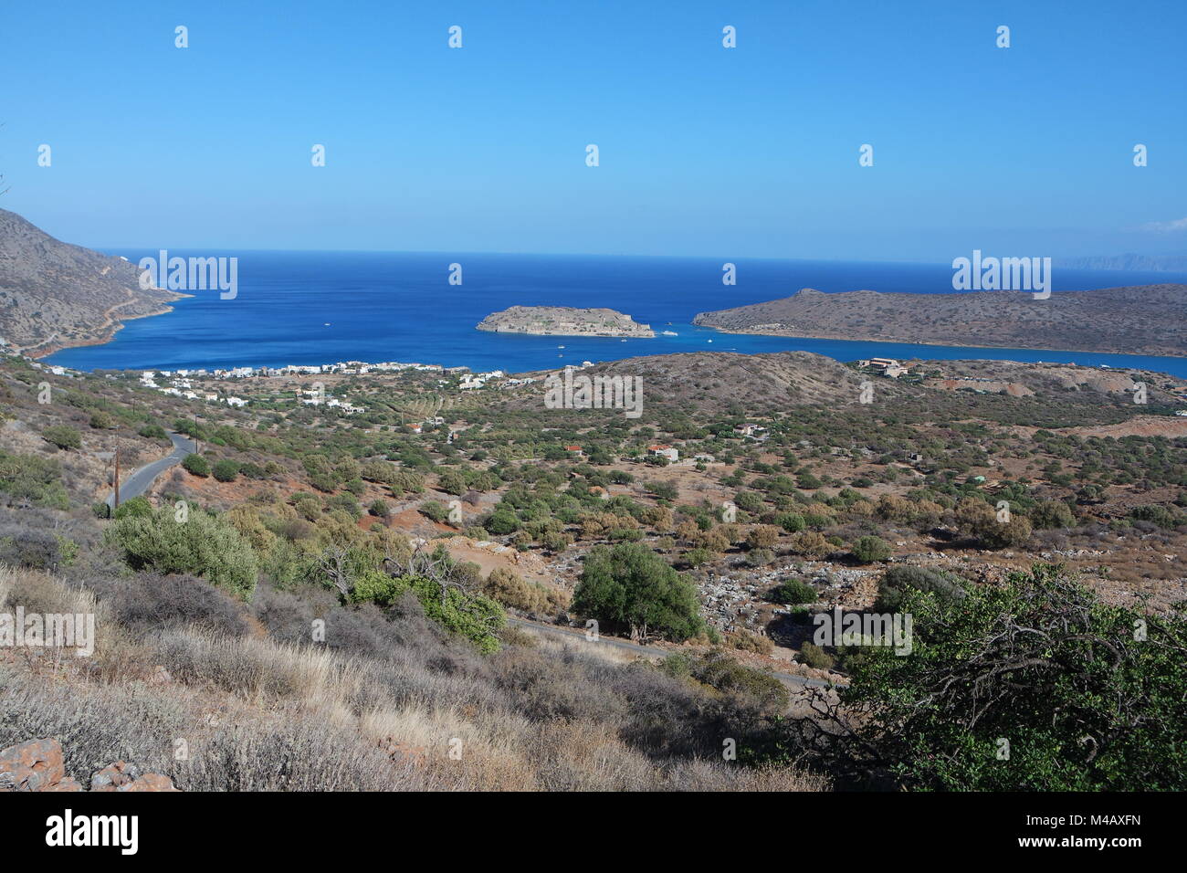 Crète, vue sur la baie de Mirabello Banque D'Images