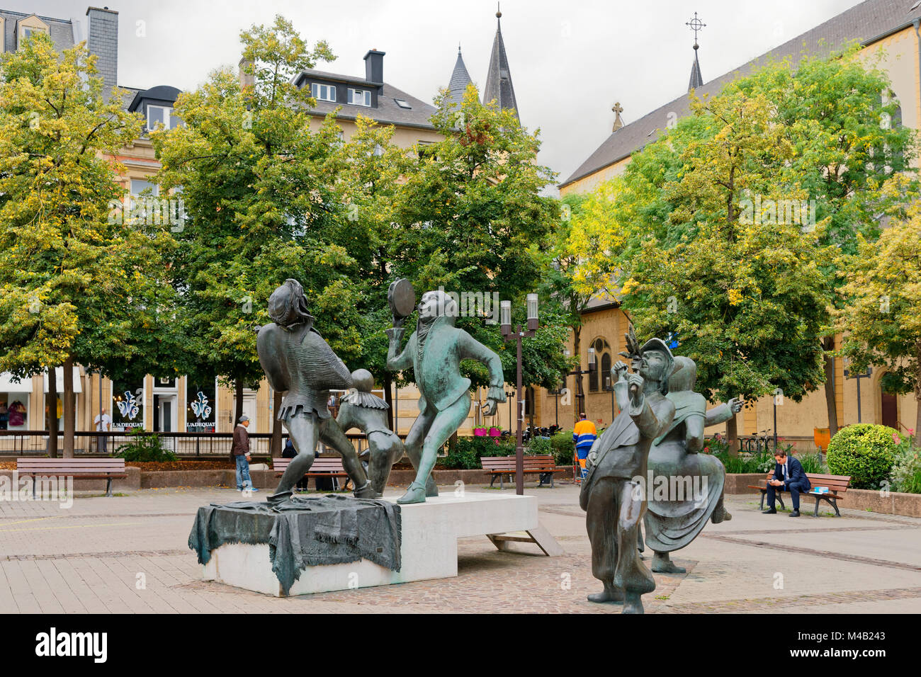 Place du Théâtre, groupe de sculptures,Ville,Luxembourg, Luxembourg Banque D'Images
