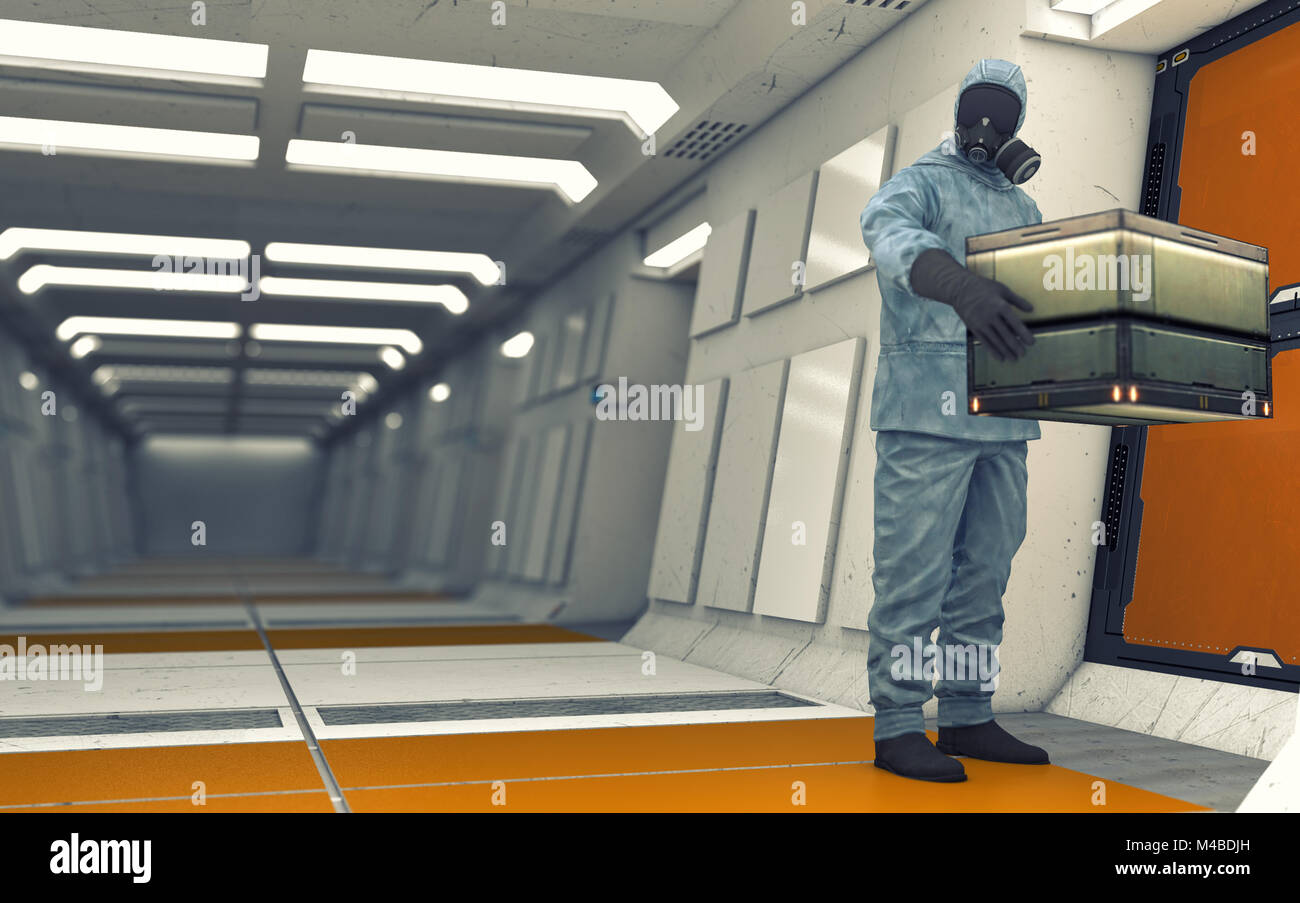 Le rendu 3d. Et les scientifiques de laboratoire avec des masques Banque D'Images