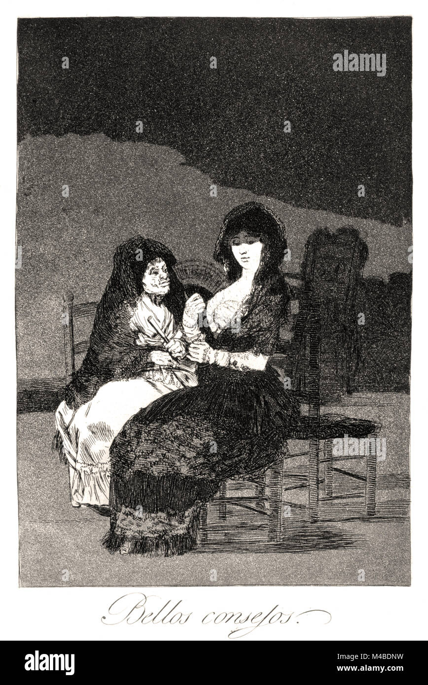 Francisco de Goya - des conseils judicieux en 1799. Los Caprichos de plaque 15. Banque D'Images
