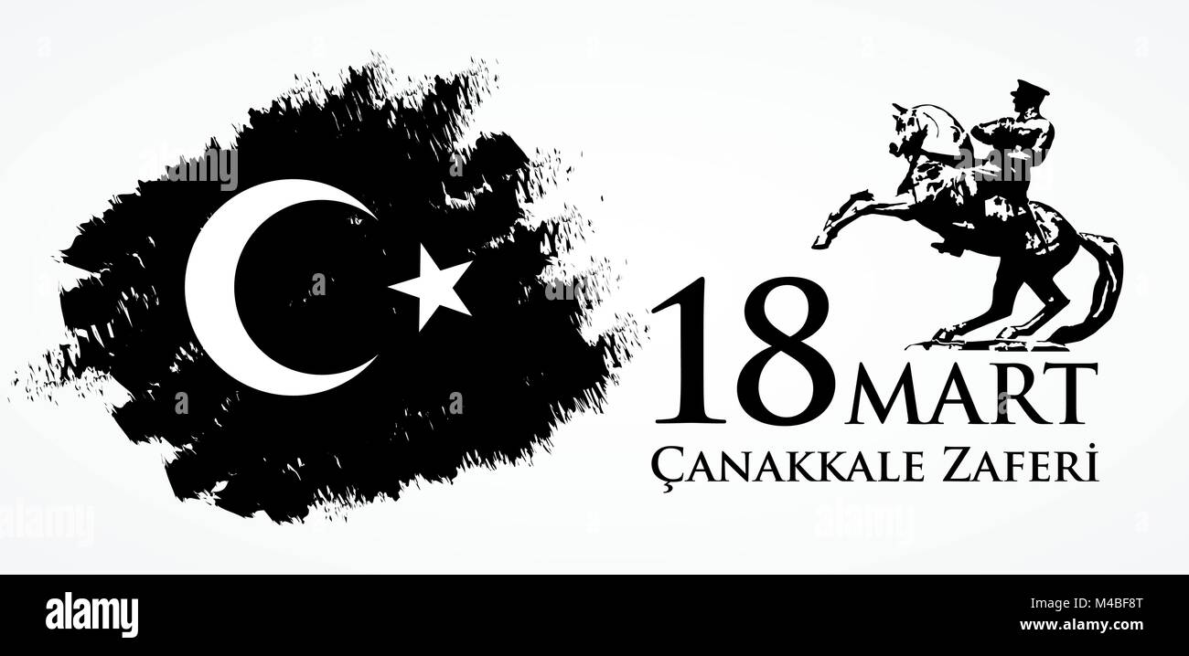 Canakkale zaferi 18 Mart. Traduction : fête nationale turque du 18 mars 1915, le jour de la victoire victoire de Canakkale Ottomans. Illustration de Vecteur