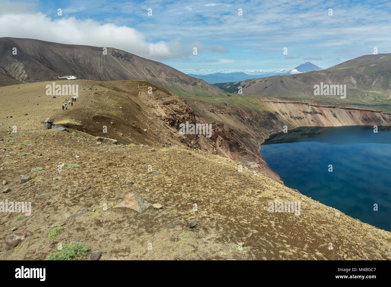 Dans le lac volcan Ksudach Caldera. Au sud du Parc Naturel du Kamtchatka. Banque D'Images