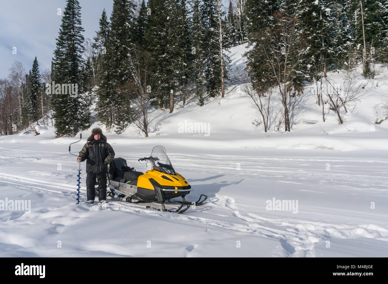 Pêcheur d'hiver Banque D'Images