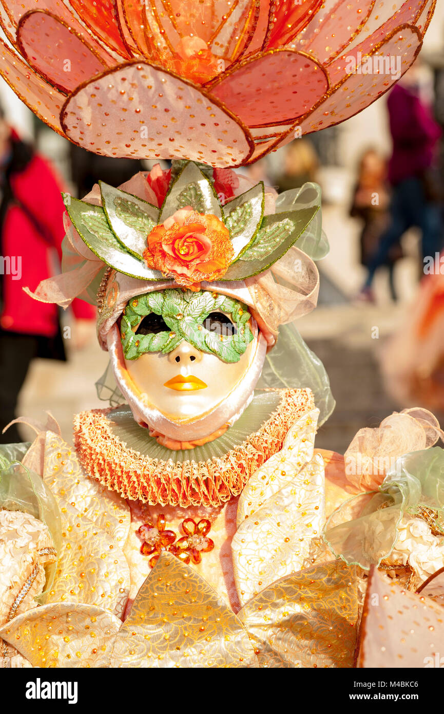 Venise, Italie - 5 février 2018 - Les masques du Carnaval 2018. Le Carnaval de Venise est un festival annuel de Venise, Italie. Banque D'Images