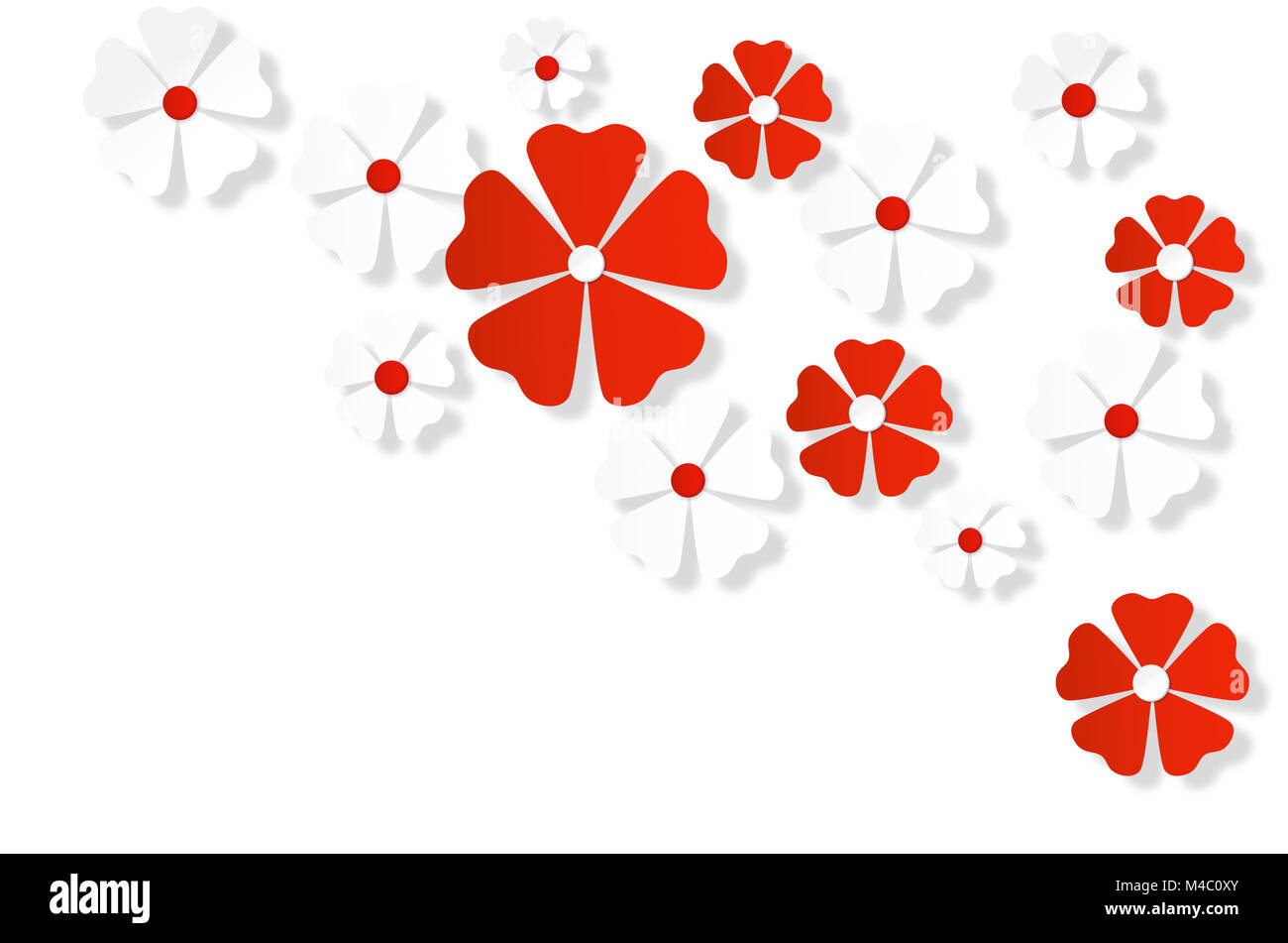 Abstract floral background blanc avec fleurs stylisées sakura. Banque D'Images